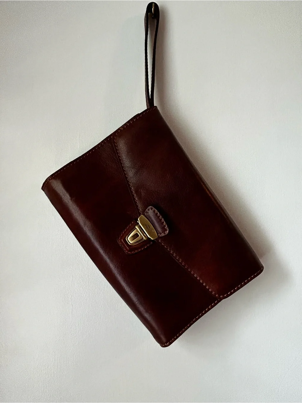 Vintage Men's Leather Wristlet Messenger Pouch - Brown